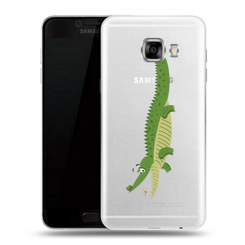 Полупрозрачный дизайнерский пластиковый чехол для Samsung Galaxy C5 Прозрачные крокодилы
