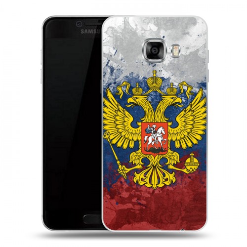 Дизайнерский пластиковый чехол для Samsung Galaxy C5 Российский флаг и герб