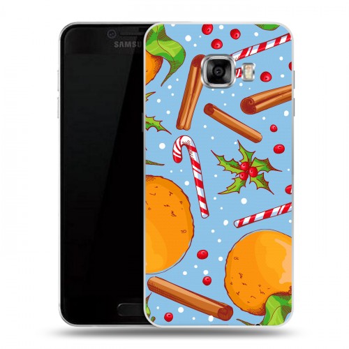 Дизайнерский пластиковый чехол для Samsung Galaxy C7 Новогодние паттерны