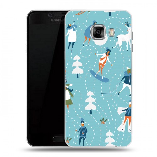 Дизайнерский пластиковый чехол для Samsung Galaxy C7 Новогодний паттерн
