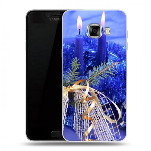 Дизайнерский пластиковый чехол для Samsung Galaxy C7 Новогодние свечки
