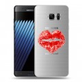 Полупрозрачный дизайнерский пластиковый чехол для Samsung Galaxy Note 7 Прозрачные поцелуи