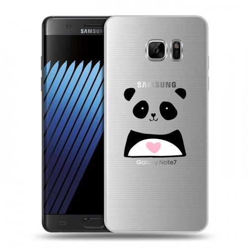 Полупрозрачный дизайнерский пластиковый чехол для Samsung Galaxy Note 7 Прозрачные панды - смайлики