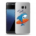 Полупрозрачный дизайнерский пластиковый чехол для Samsung Galaxy Note 7 Прозрачные акулы