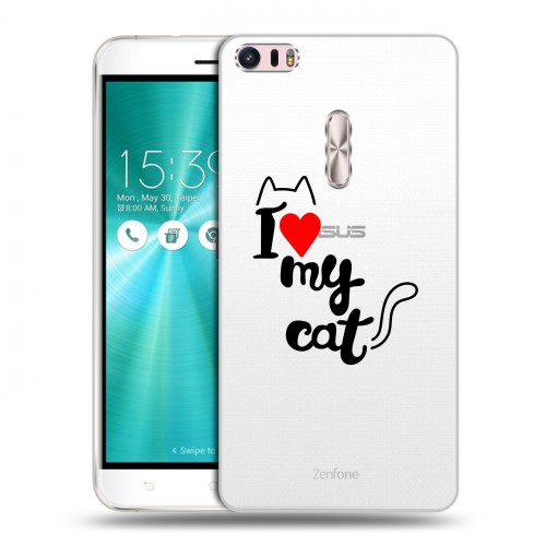 Полупрозрачный дизайнерский пластиковый чехол для Asus ZenFone 3 Ultra Прозрачные кошки