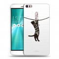 Полупрозрачный дизайнерский пластиковый чехол для Asus ZenFone 3 Ultra Прозрачные кошки