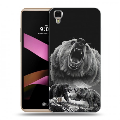 Дизайнерский пластиковый чехол для LG X Style Схватка медведей