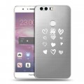 Полупрозрачный дизайнерский пластиковый чехол для Huawei Honor 8 Прозрачные сердечки
