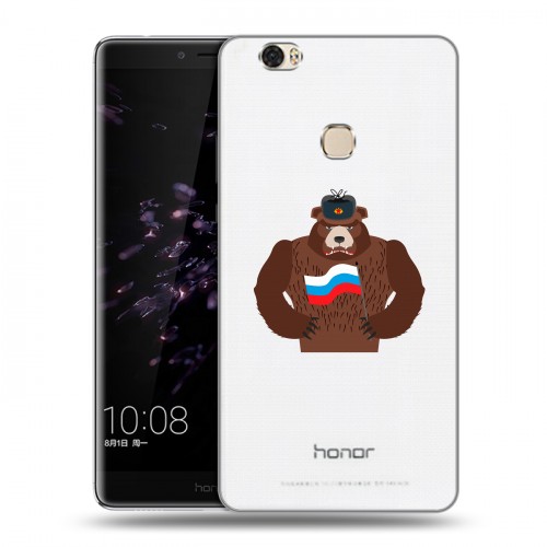 Полупрозрачный дизайнерский пластиковый чехол для Huawei Honor Note 8 Российский флаг