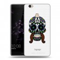 Полупрозрачный дизайнерский пластиковый чехол для Huawei Honor Note 8 Прозрачные веселые черепа