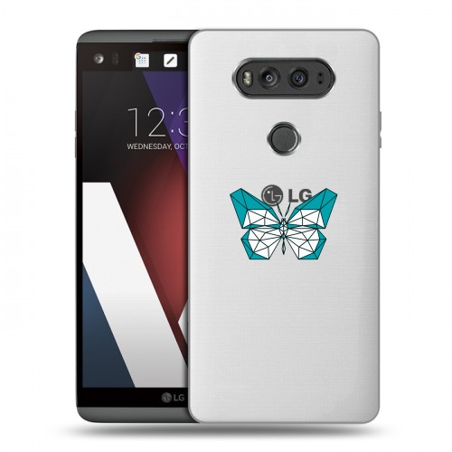 Полупрозрачный дизайнерский пластиковый чехол для LG V20 прозрачные Бабочки 