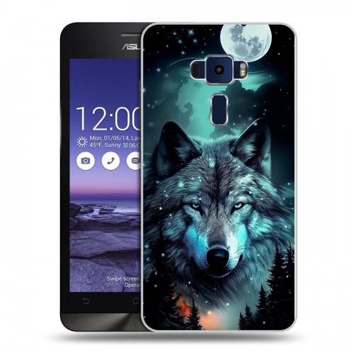 Дизайнерский пластиковый чехол для Asus ZenFone 3 5.2 Волк и луна