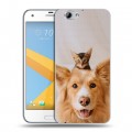 Дизайнерский пластиковый чехол для HTC One A9S Собака и котенок