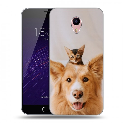 Дизайнерский пластиковый чехол для Meizu M3 Max Собака и котенок