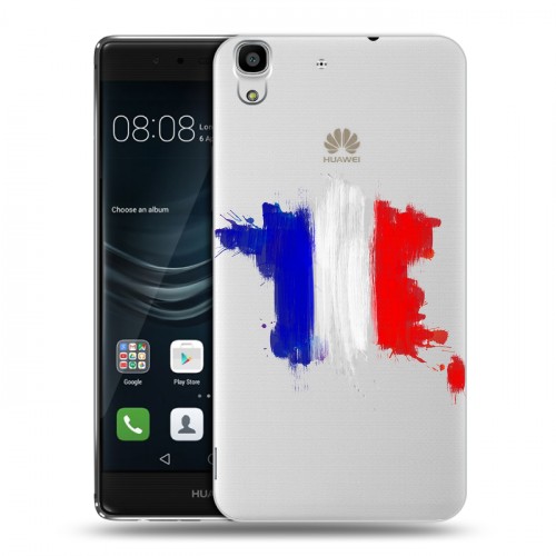 Полупрозрачный дизайнерский пластиковый чехол для Huawei Y6II Флаг Франции