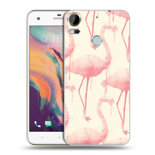 Дизайнерский силиконовый чехол для HTC Desire 10 Pro Розовые фламинго