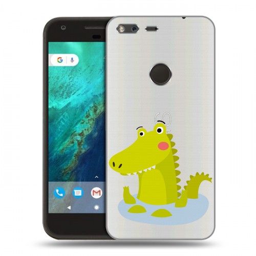 Полупрозрачный дизайнерский пластиковый чехол для Google Pixel Прозрачные крокодилы