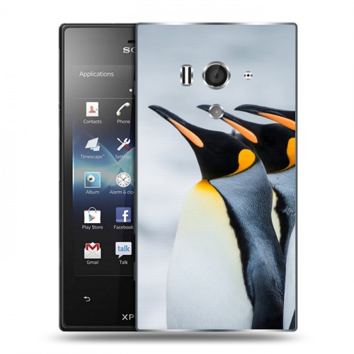 Дизайнерский силиконовый чехол для Sony Xperia acro S Пингвины