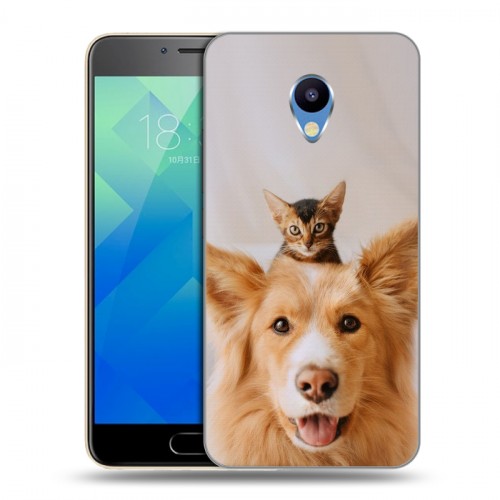 Дизайнерский пластиковый чехол для Meizu M5 Собака и котенок
