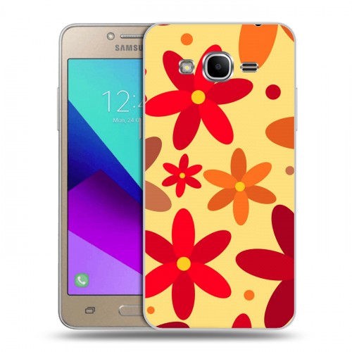 Дизайнерский силиконовый с усиленными углами чехол для Samsung Galaxy J2 Prime Бежевые цветы