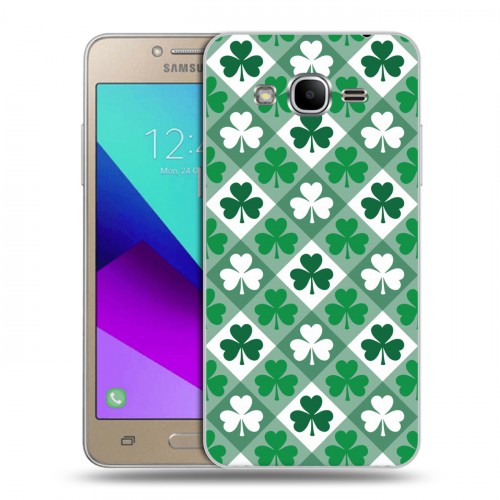 Дизайнерский силиконовый с усиленными углами чехол для Samsung Galaxy J2 Prime Клеверные шаблоны