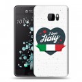 Полупрозрачный дизайнерский пластиковый чехол для HTC U Ultra Флаг Италии