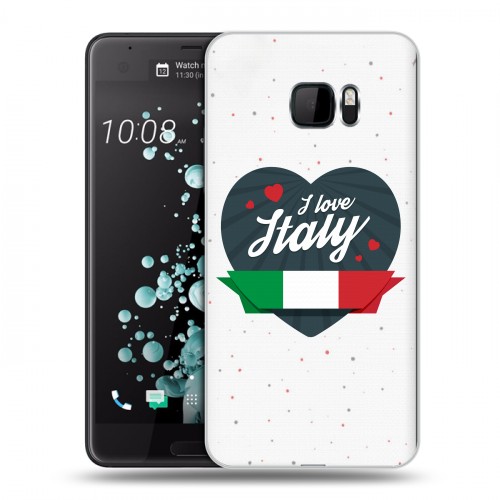Полупрозрачный дизайнерский пластиковый чехол для HTC U Ultra Флаг Италии