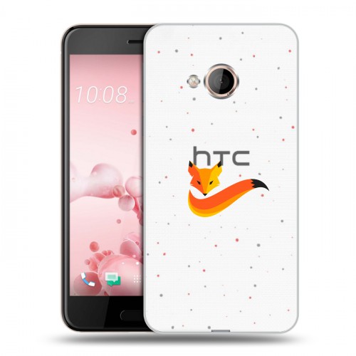 Полупрозрачный дизайнерский силиконовый чехол для HTC U Play Прозрачные лисы