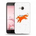 Полупрозрачный дизайнерский силиконовый чехол для HTC U Play Прозрачные лисы