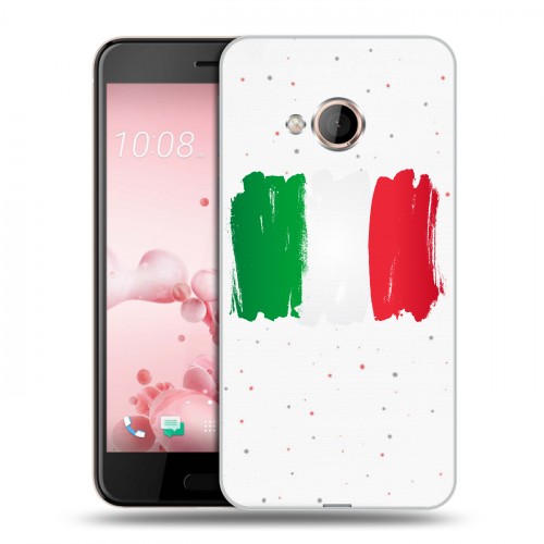 Полупрозрачный дизайнерский силиконовый чехол для HTC U Play Флаг Италии