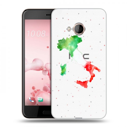 Полупрозрачный дизайнерский пластиковый чехол для HTC U Play Флаг Италии