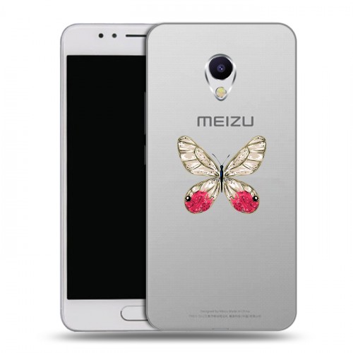 Полупрозрачный дизайнерский пластиковый чехол для Meizu M5s прозрачные Бабочки 