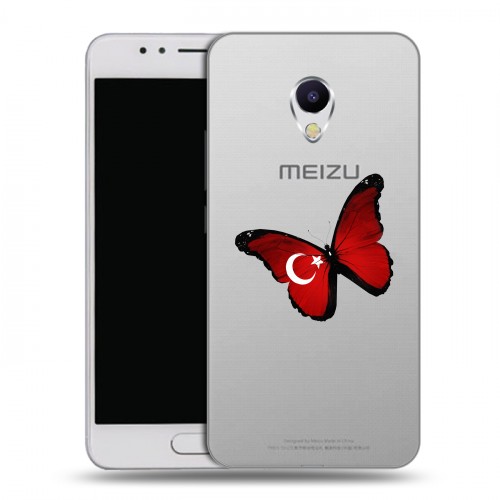 Полупрозрачный дизайнерский пластиковый чехол для Meizu M5s Флаг Турции