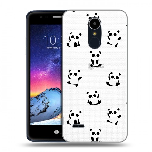 Полупрозрачный дизайнерский пластиковый чехол для LG K8 (2017) Прозрачные панды 