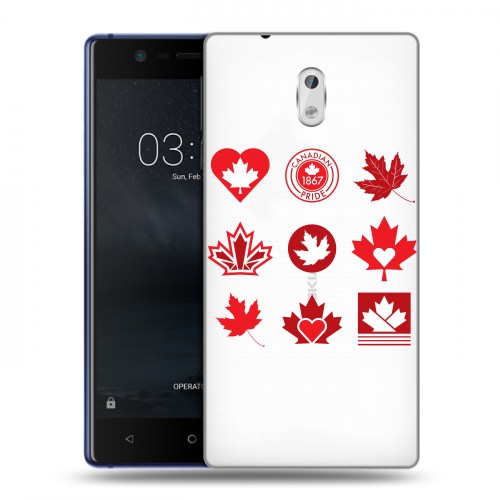 Полупрозрачный дизайнерский пластиковый чехол для Nokia 3 Флаг Канады