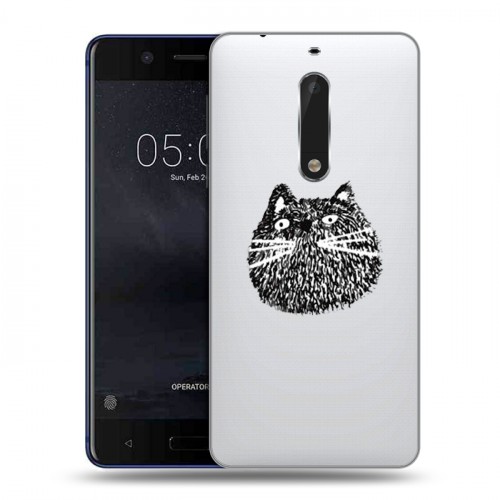 Полупрозрачный дизайнерский пластиковый чехол для Nokia 5 Прозрачные кошки