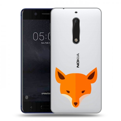 Полупрозрачный дизайнерский пластиковый чехол для Nokia 5 Прозрачные лисы