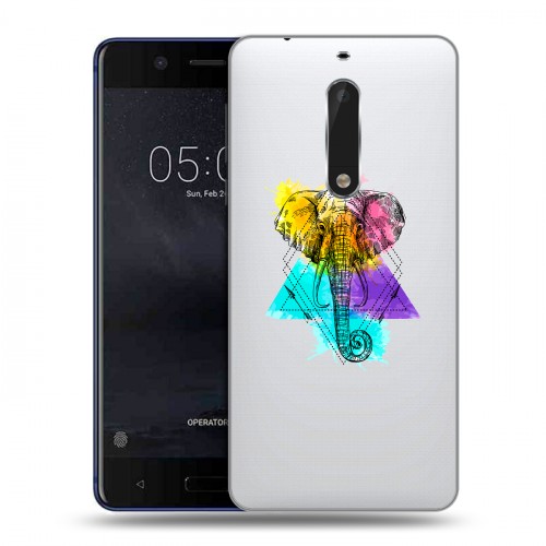 Полупрозрачный дизайнерский пластиковый чехол для Nokia 5 Прозрачные слоны