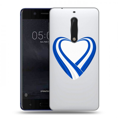 Полупрозрачный дизайнерский пластиковый чехол для Nokia 5 флаг греции