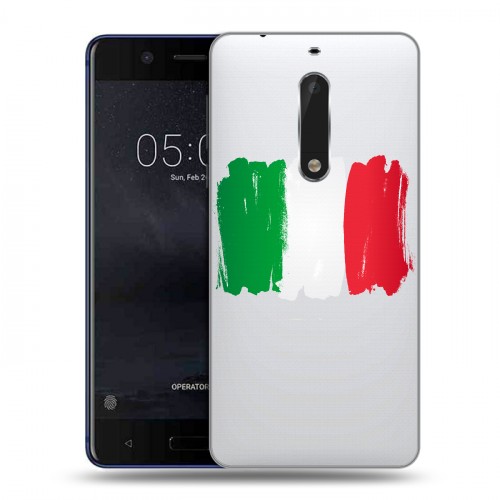 Полупрозрачный дизайнерский пластиковый чехол для Nokia 5 Флаг Италии