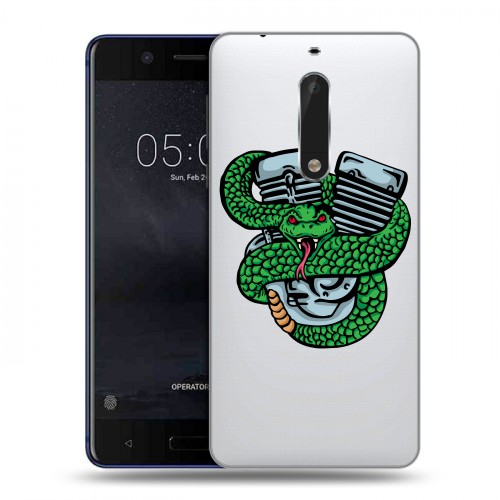 Полупрозрачный дизайнерский пластиковый чехол для Nokia 5 Прозрачные змеи
