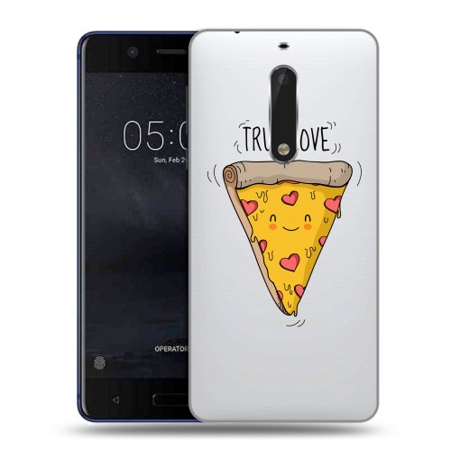 Полупрозрачный дизайнерский пластиковый чехол для Nokia 5 Прозрачная Пицца