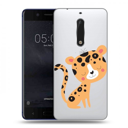 Дизайнерский пластиковый чехол для Nokia 5 Прозрачные леопарды