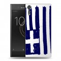 Полупрозрачный дизайнерский пластиковый чехол для Sony Xperia XZs флаг греции
