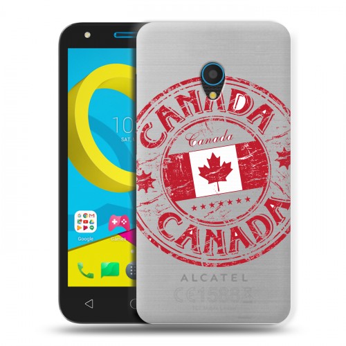 Полупрозрачный дизайнерский пластиковый чехол для Alcatel U5 Флаг Канады