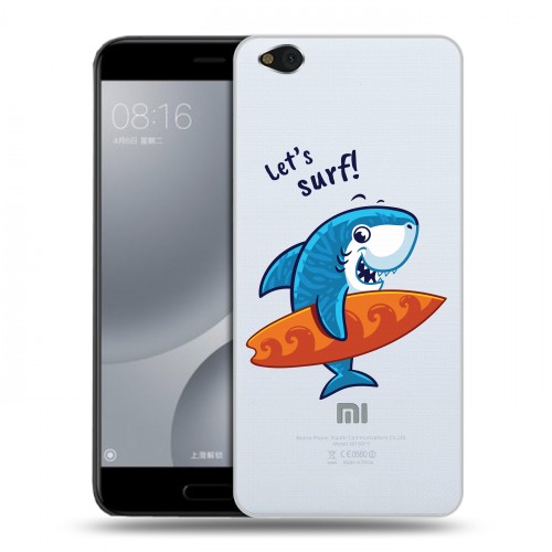 Полупрозрачный дизайнерский пластиковый чехол для Xiaomi Mi5C Прозрачные акулы