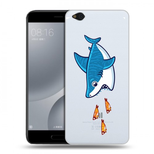 Полупрозрачный дизайнерский пластиковый чехол для Xiaomi Mi5C Прозрачные акулы