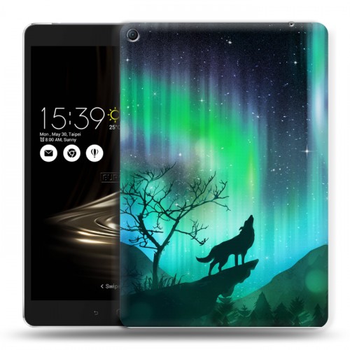 Дизайнерский силиконовый чехол для Asus ZenPad 3S 10 LTE Северное сияние и волк
