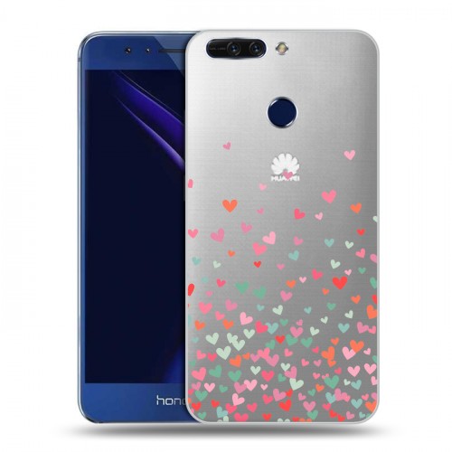 Полупрозрачный дизайнерский пластиковый чехол для Huawei Honor 8 Pro Прозрачные сердечки