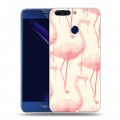 Дизайнерский пластиковый чехол для Huawei Honor 8 Pro Розовые фламинго